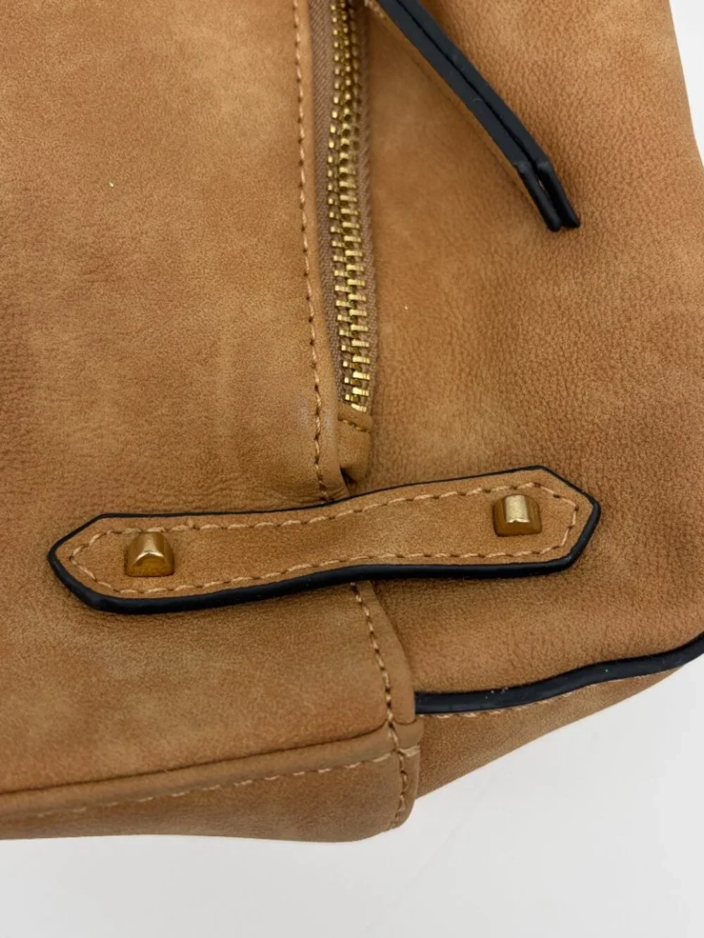 Violet Ray NY Multi-Zip Satchel Shoulder Bag - Light Brown.Elegant Everyday Tote